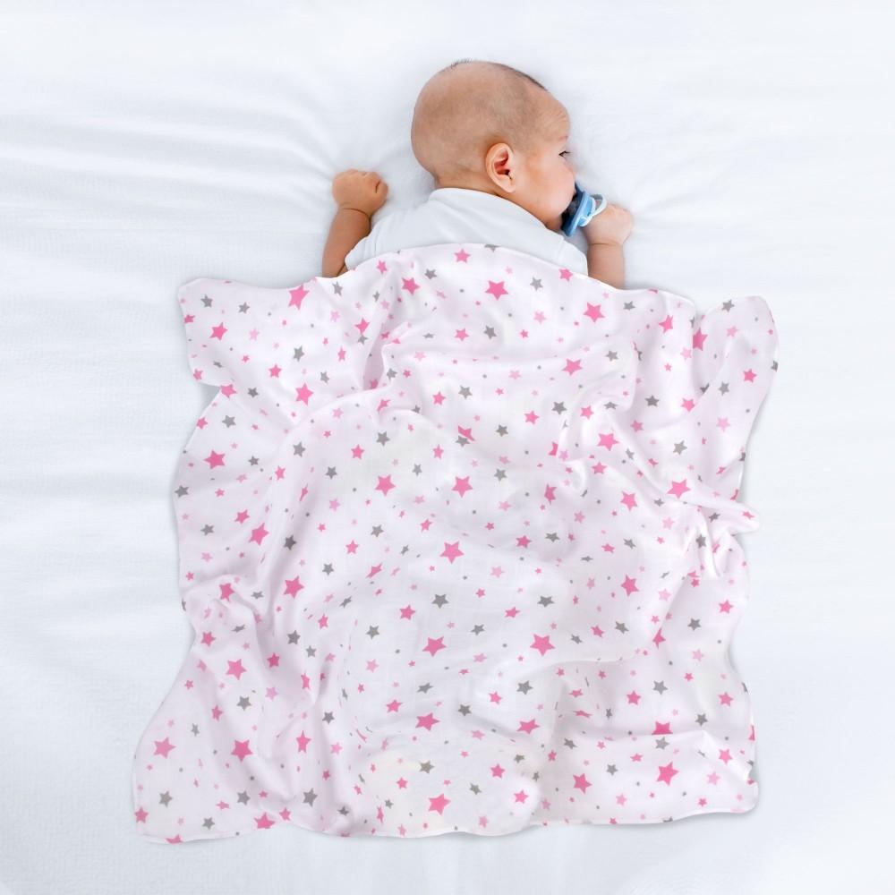 Sevi bebe Ќебе Muslin 100x100 см Pink Star