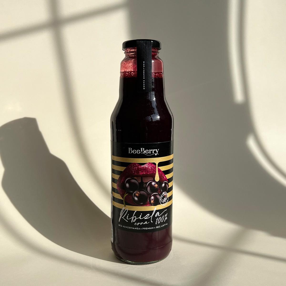 BeeBerry Сок од црна рибизла со мед (0.75L) 100% Природно