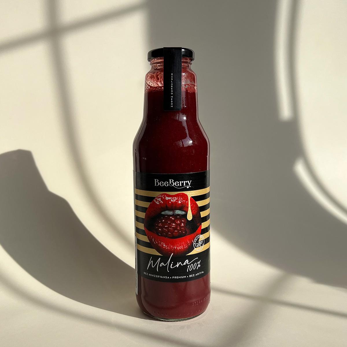 BeeBerry Сок од малина со мед (0.75L) 100% Природно