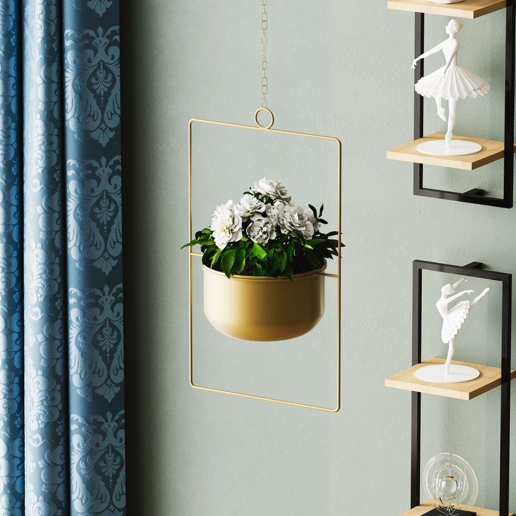 Аберто Дизајн Декоративна саксија Парапет, 25x40x17 см, златна боја