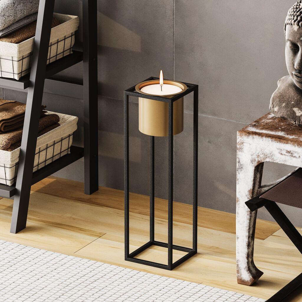 Декоративна саксија Aberto Design GED-023-A, 15x50 см, O 12 см,, Црна и златна