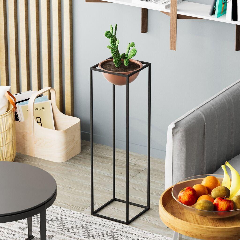 Декоративна саксија Aberto Design GED-020-B, 80 см, O 26 см,, Црна-теракота