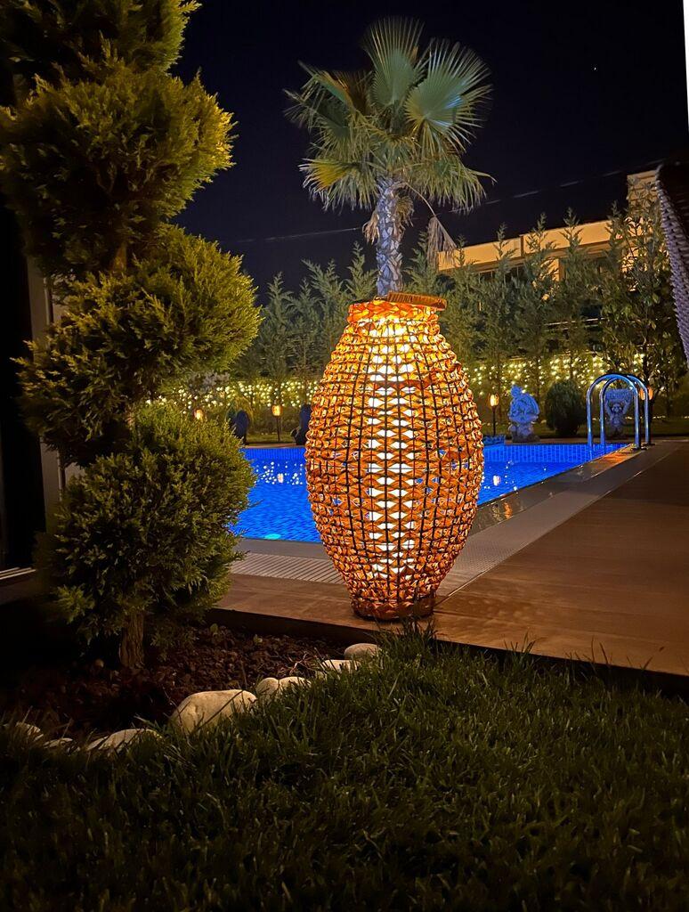 Подна ламба Opviq 4457-S09, 40 см, 72 см, IP65, 1x2 4W LED, даб