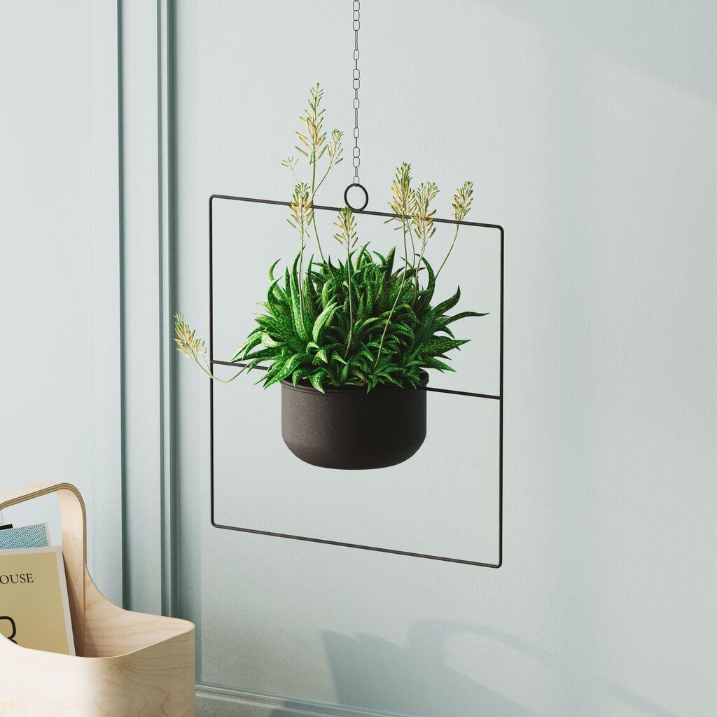 Декоративен привезок за саксија за цвеќе Aberto Design, 40x40x17 см, црна