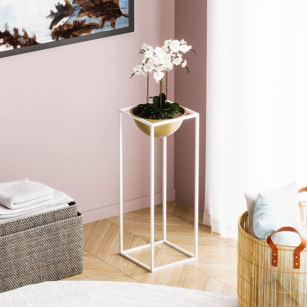 Декоративна саксија Aberto Design GED-021-C, 60 см, O 20 см,, Бела