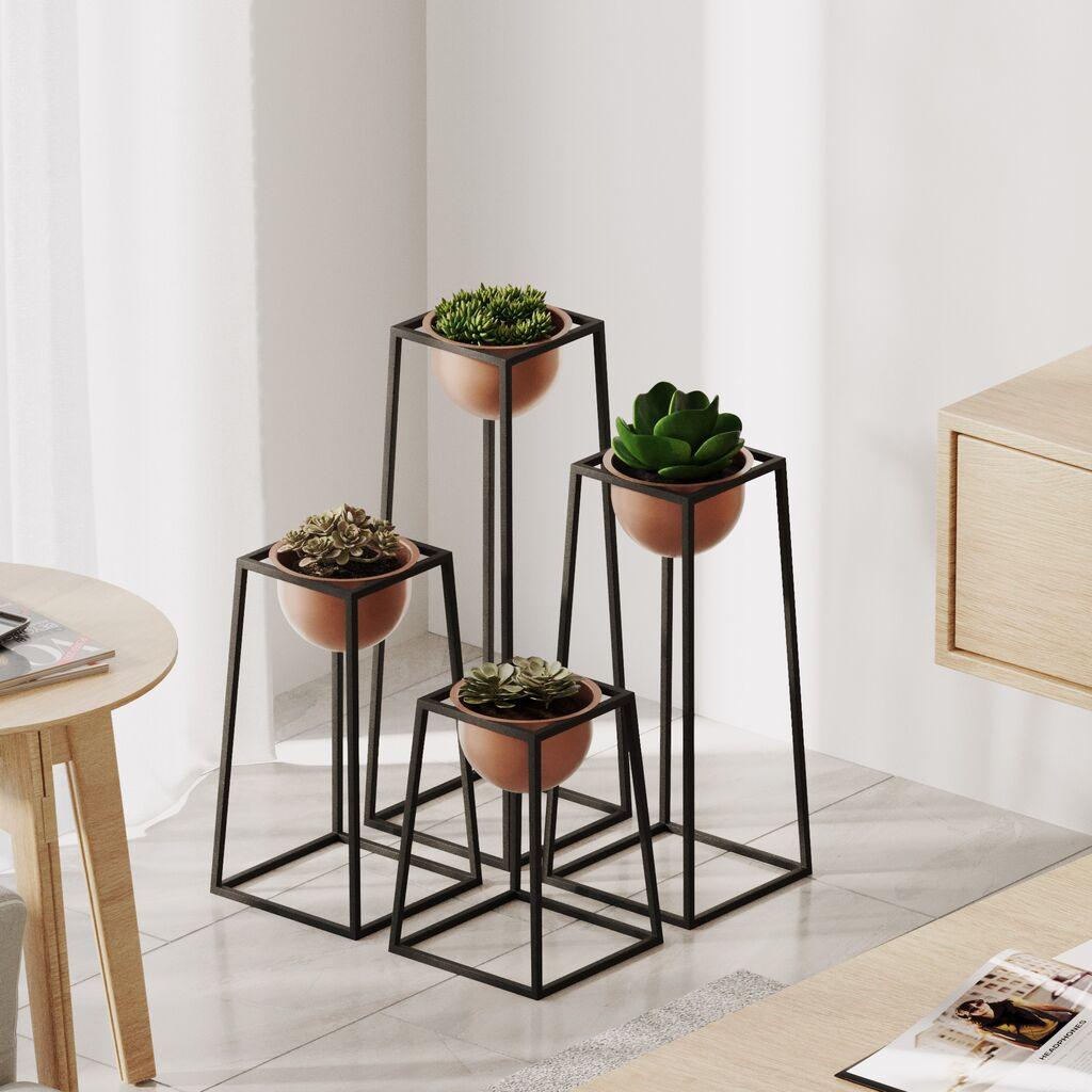 Комплет декоративни саксии Aberto Design GED-018,, O 15 см,, црна