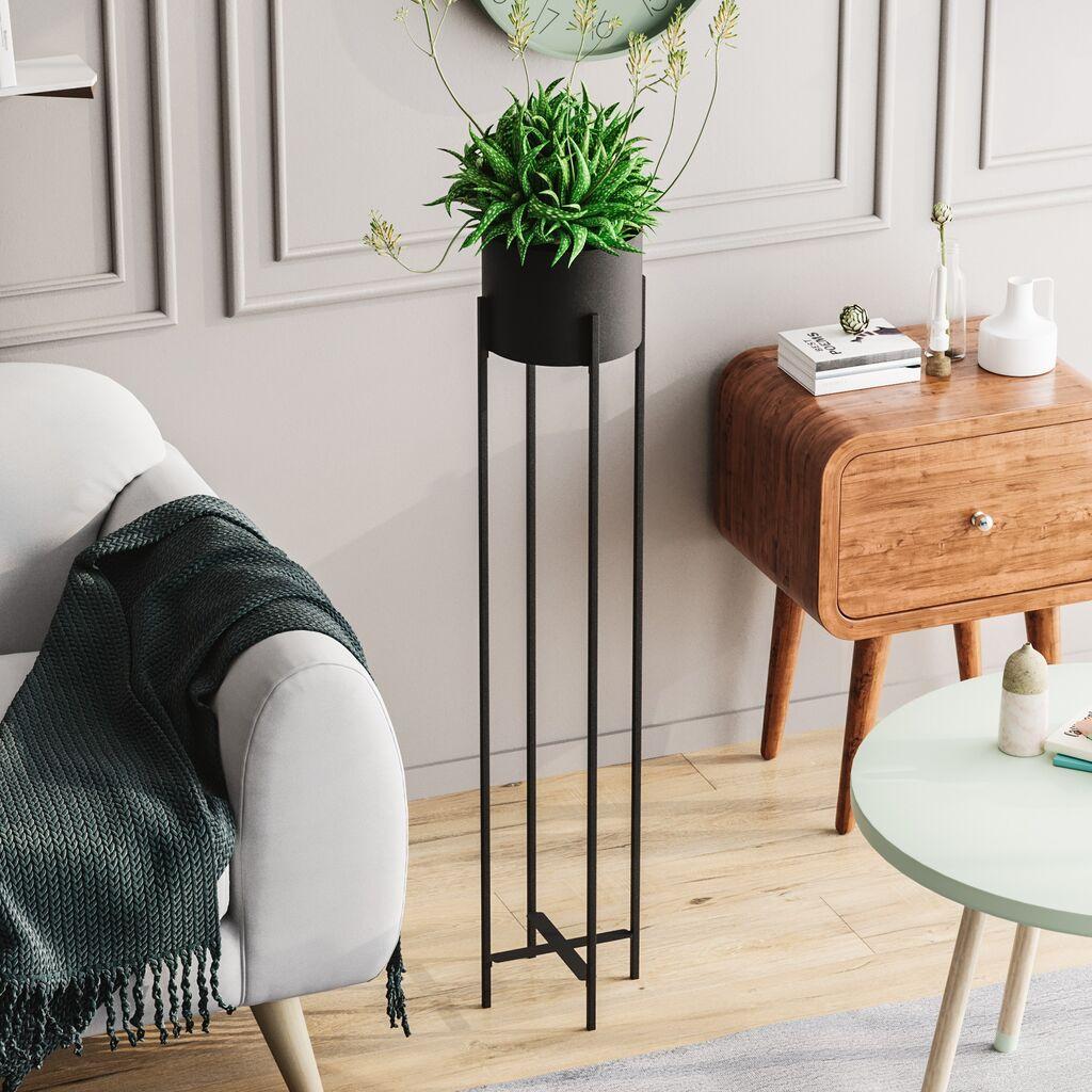 Декоративна саксија Aberto Design GED-024, 23x108x23 см, O 20 см,, црна