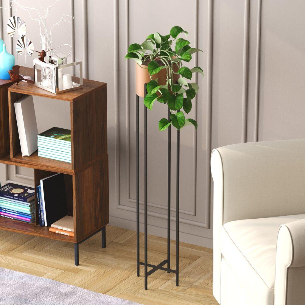 Декоративна саксија Aberto Design GED-024, 23x108x23 см, O 20 см,, црна