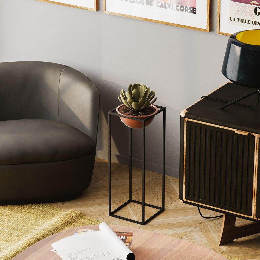 Декоративна саксија Aberto Design GED-021-B, 60 см, O 20 см,, црна