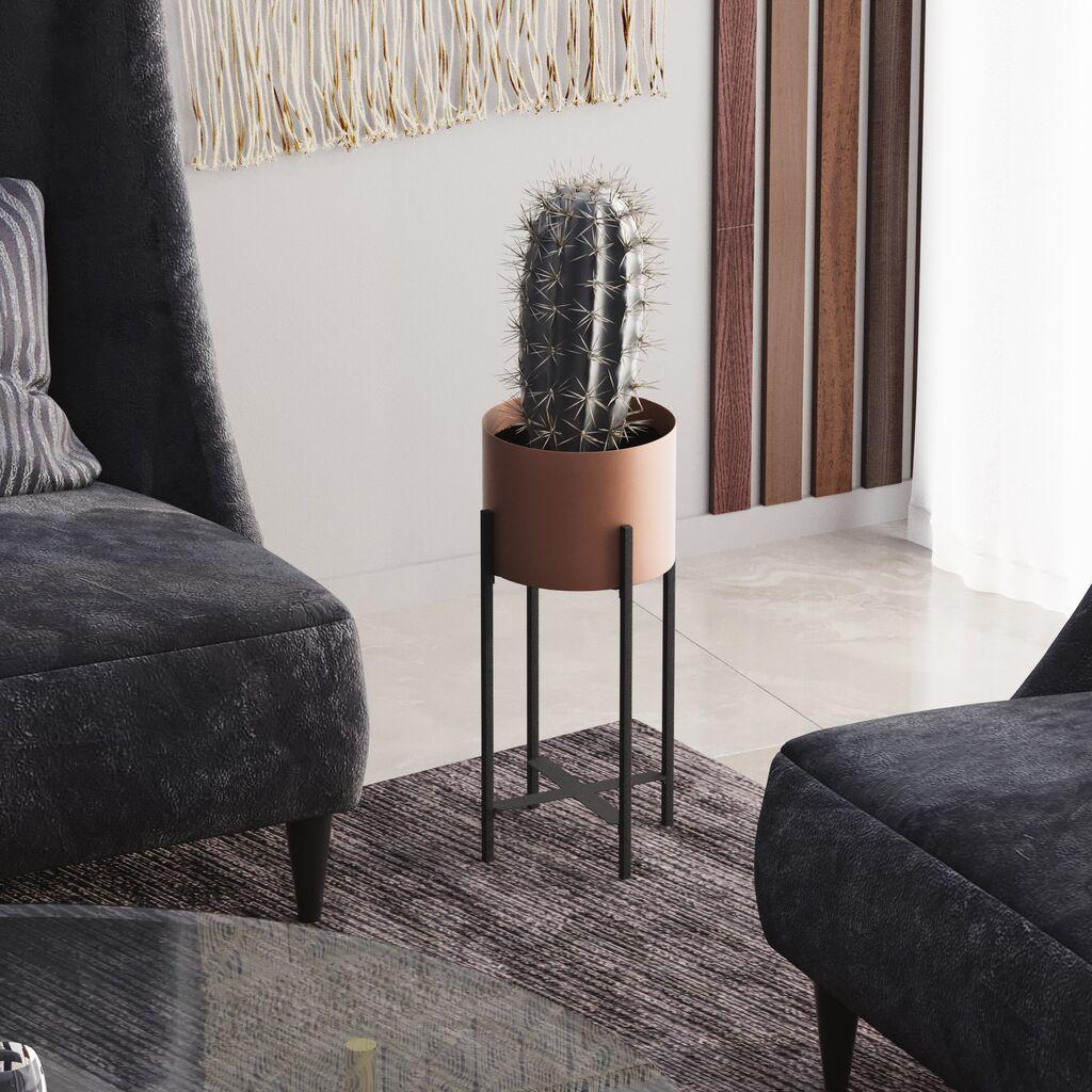 Декоративна саксија Aberto Design GED-026-B, 23x48x23 см, црна-теракота