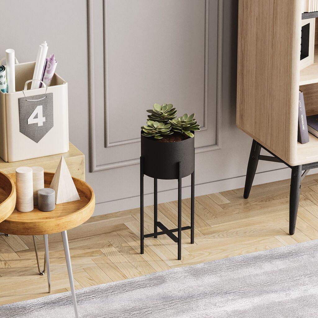 Декоративна саксија Aberto Design GED-026, 23x48 см, O 20 см,, Црна