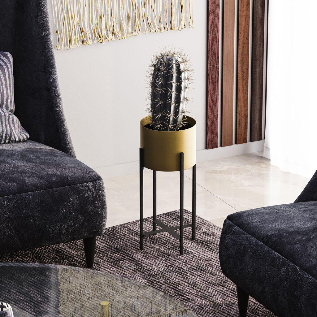 Декоративна саксија Aberto Design GED-026-A, 23 см x 48 см, црна и златна