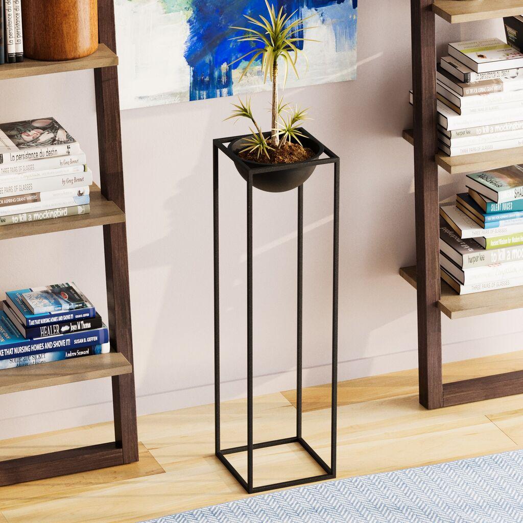 Декоративна саксија Aberto Design GED-020, 28x80x28 см, O 26 см,, црна