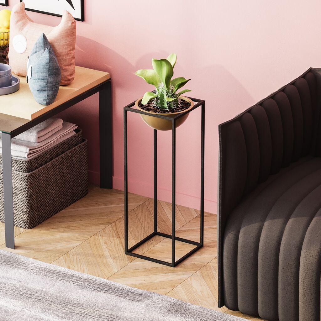 Декоративна саксија Aberto Design GED-021, 22x60 см, O 20 см,, црна