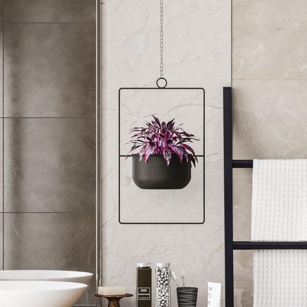 Декоративна саксија за декорација Aberto Design, парапет, 25x40x17 см, црна