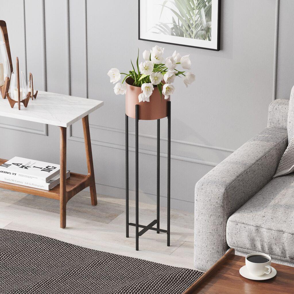 Декоративна саксија Aberto Design GED-025-B, 23x78x23 см, црна-теракота