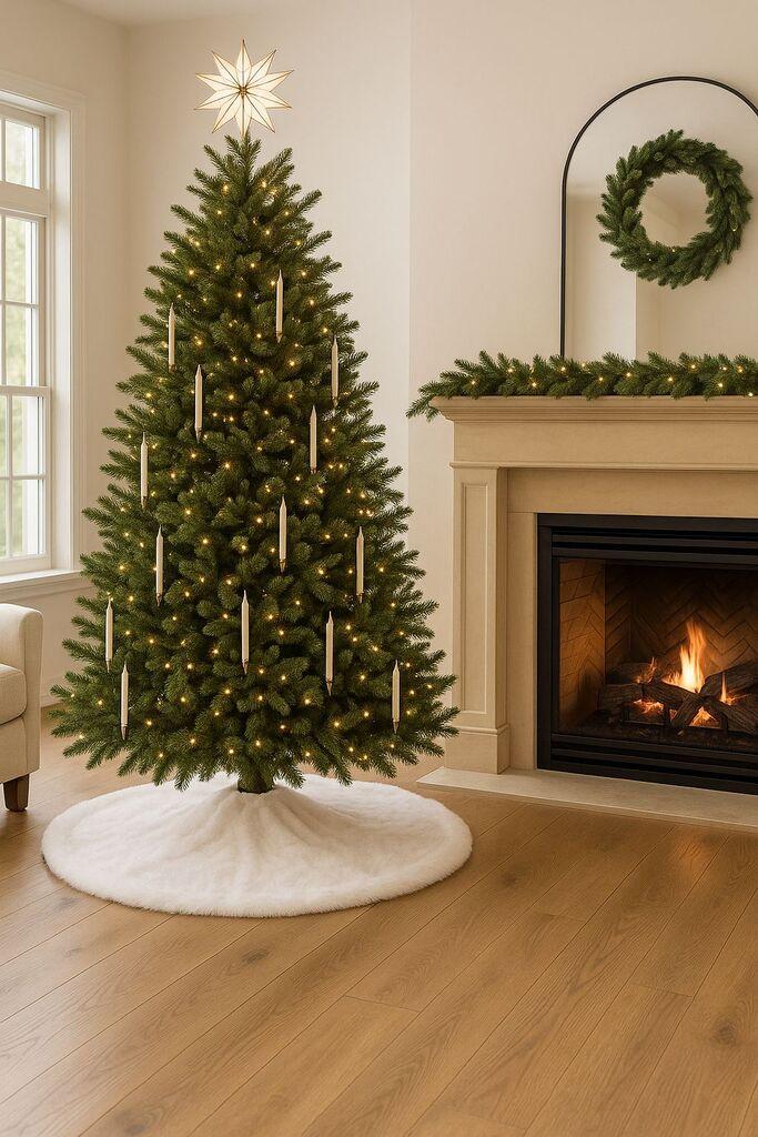 Основа за елка за елка Aberto Design Yilbasi, тркалезна, 150x150 см, бела