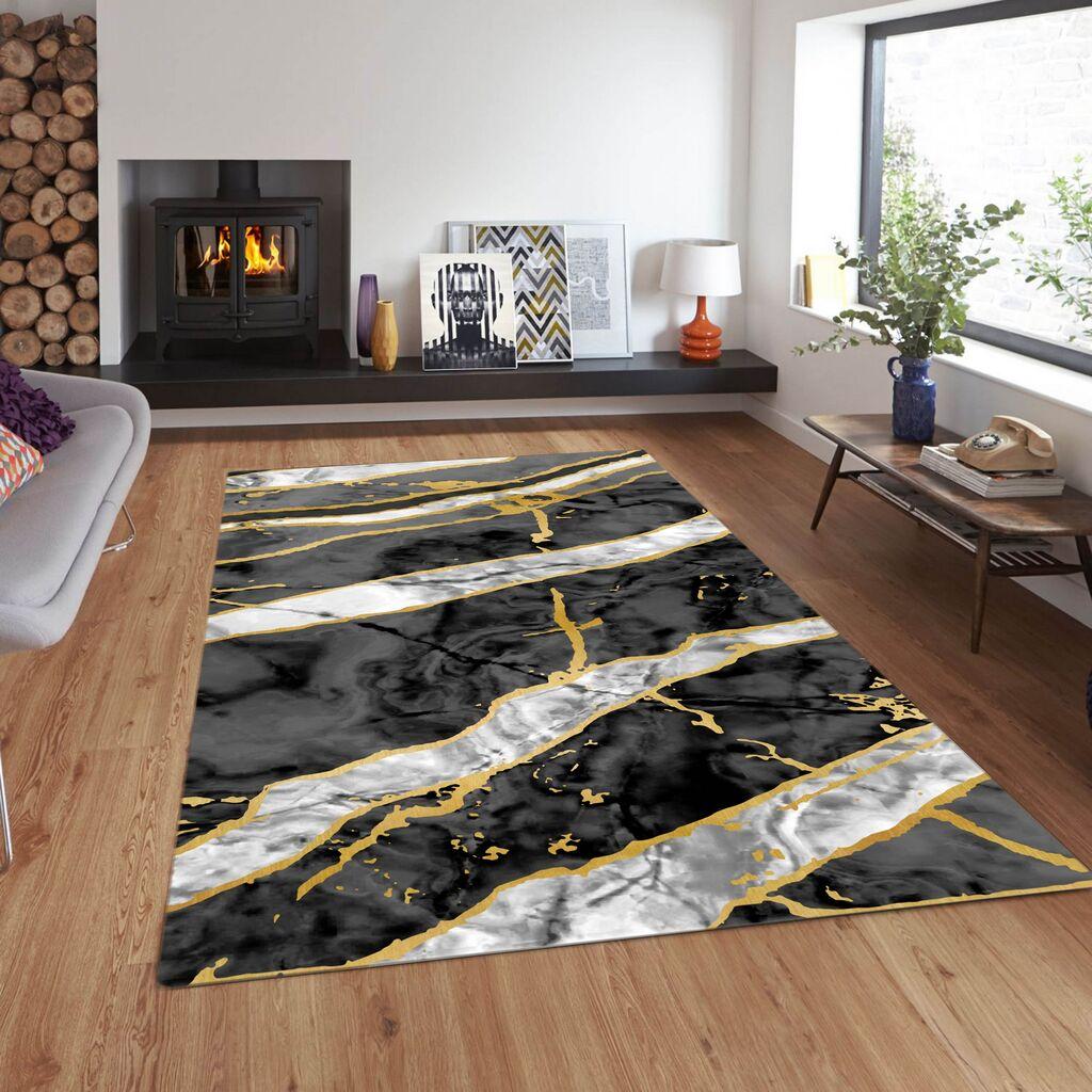 Conceptum Hypnose тепих Cg42, правоаголен, 80x140 cm, сиво-златна боја