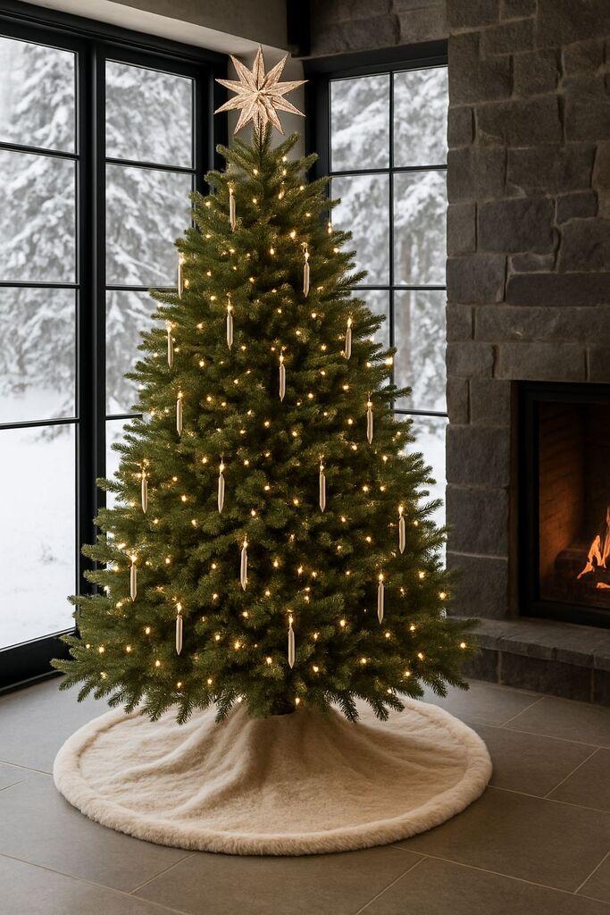 Aberto Design основа за елка Yilbasi, тркалезна, 100x100 см, кремаста