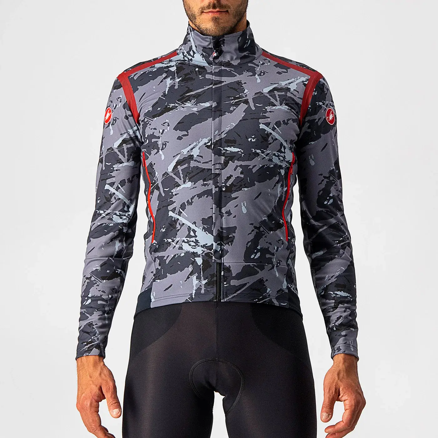 CASTELLI Perfetto Ros Велосипедска јакна Size M Сиво црвена