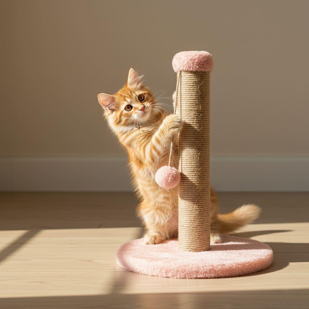 Стапче за гребење мачки „Шепи и мустаќи" „Coris", розево