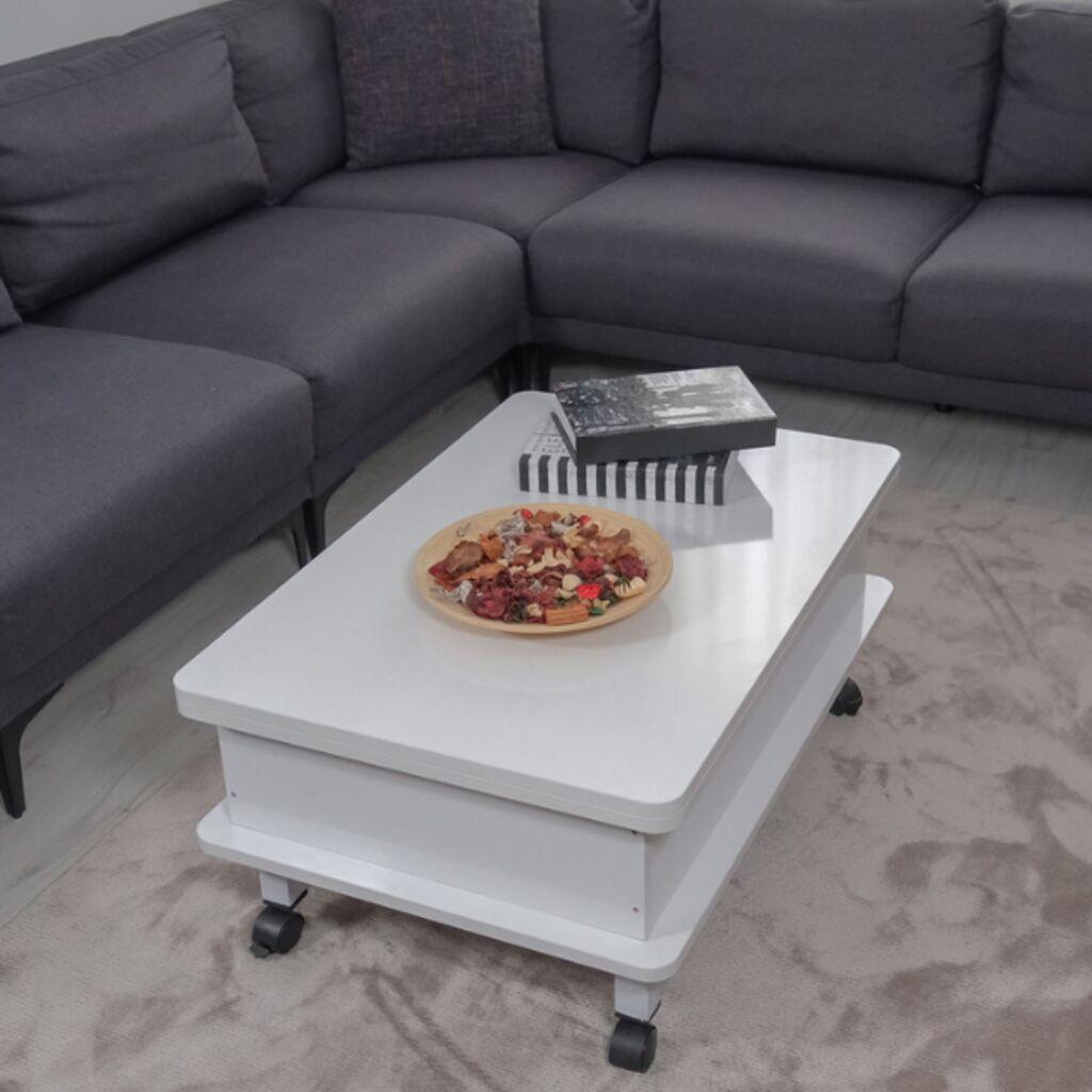 Маса за дневна соба Hanah Home Хелсинки, 90x40x60 см, жолто-бела