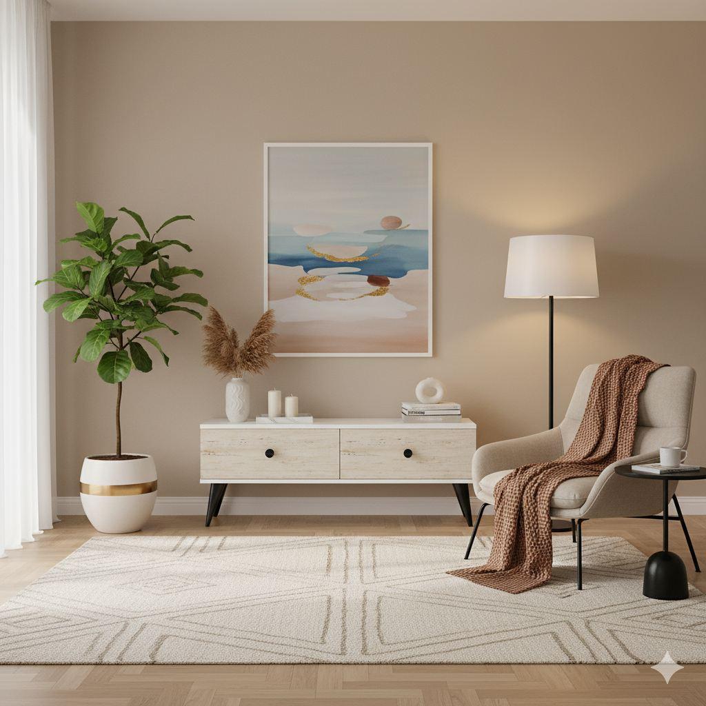 Комода за телевизор Hanah Home Mona 120, 120x40.5x32см, кремаста