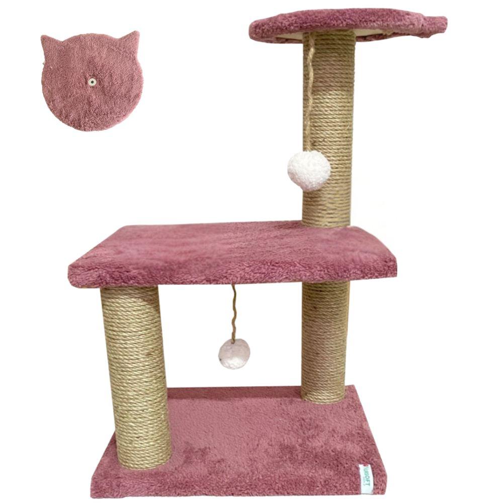 Мини гребалка за мачки „Paws & Whiskers", валкано розова