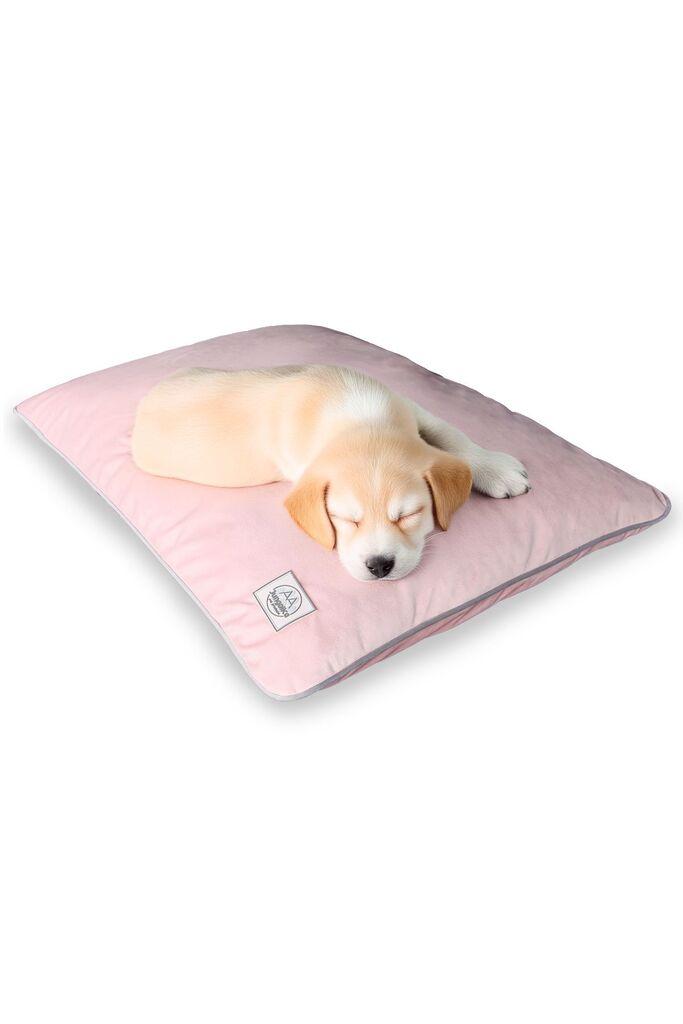 Кревет за миленичиња „Шепи и мустаќи" за кученце, 80x50x10 см, светло розова