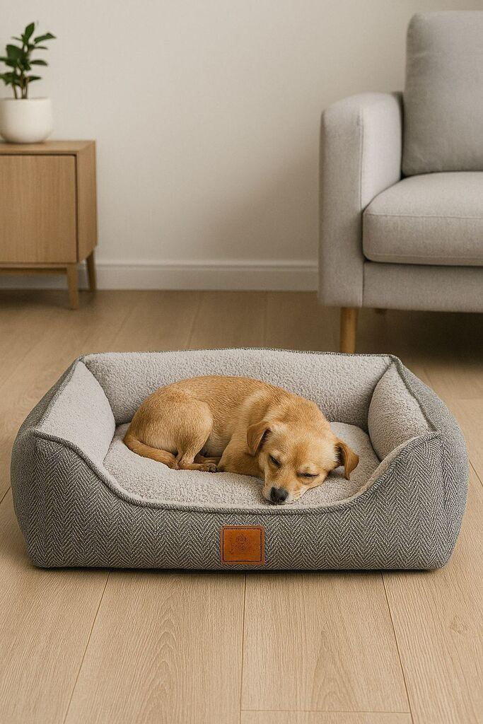 Кревет за миленичиња „Шепи и мустаќи" Зевс, 100x80x20 см, сив