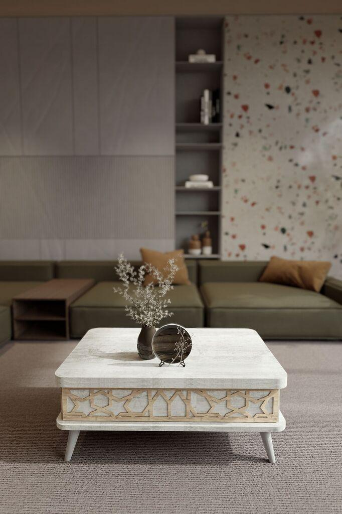 Маса за дневна соба Hanah Home Ottowa Ada 90x38x60 см, жолто-бела