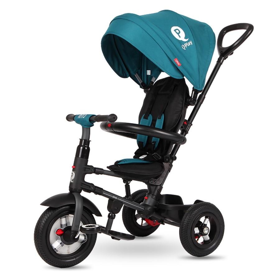 QPLAY Трицикл rito со "pu" гумени тркала син зелен