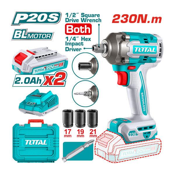 TOTAL Шрафилица за ГУМИ 20V 2BAT+BI 230Nm TIWLI20236 246337