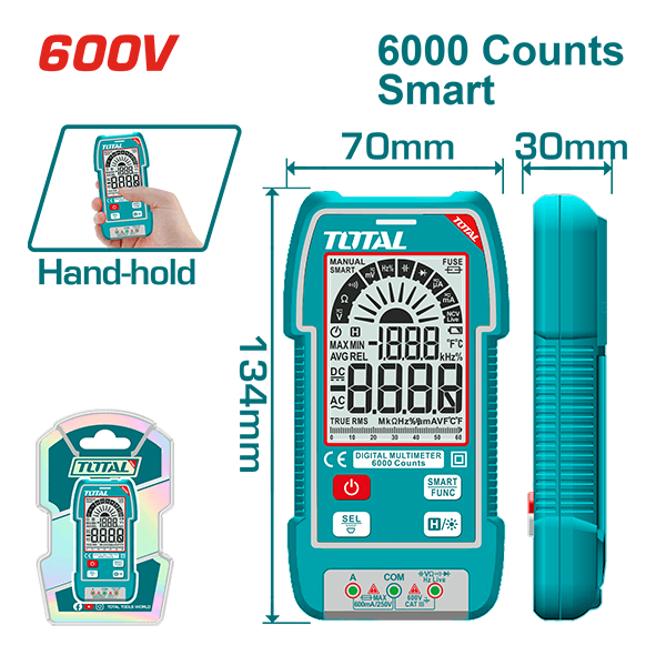 TOTAL Мултиметро Дигитал 600V Smart Tmt516004 242329