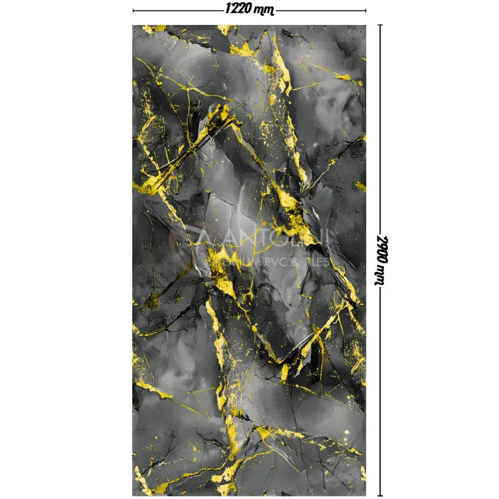 ПВЦ Панел Black - Gray Marble's Golden Embellishments