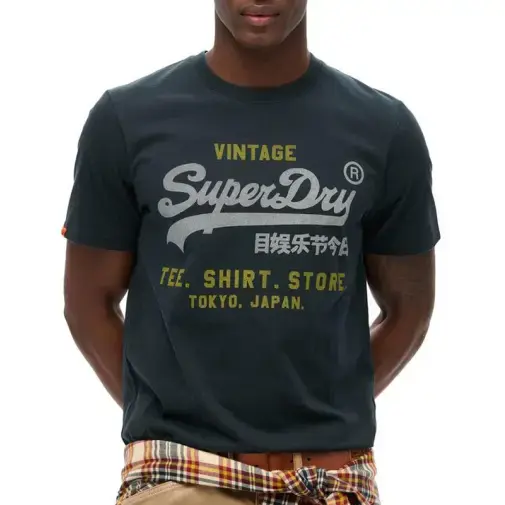 Superdry Машка маица VL Heritage Relaxed Tee, Петролеј