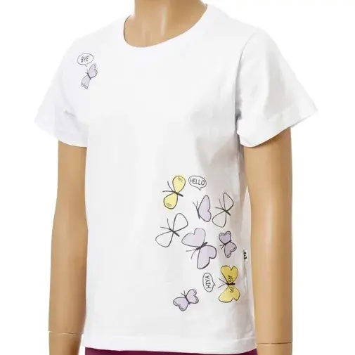 Маица со пеперутка за девојчиња од Исток, бела