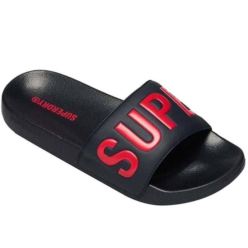 Машки влечки за базен Core Graphic Superdry, црно-црвени