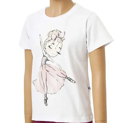 Маица со балерина за девојчиња со стил „East Bound“, бела
