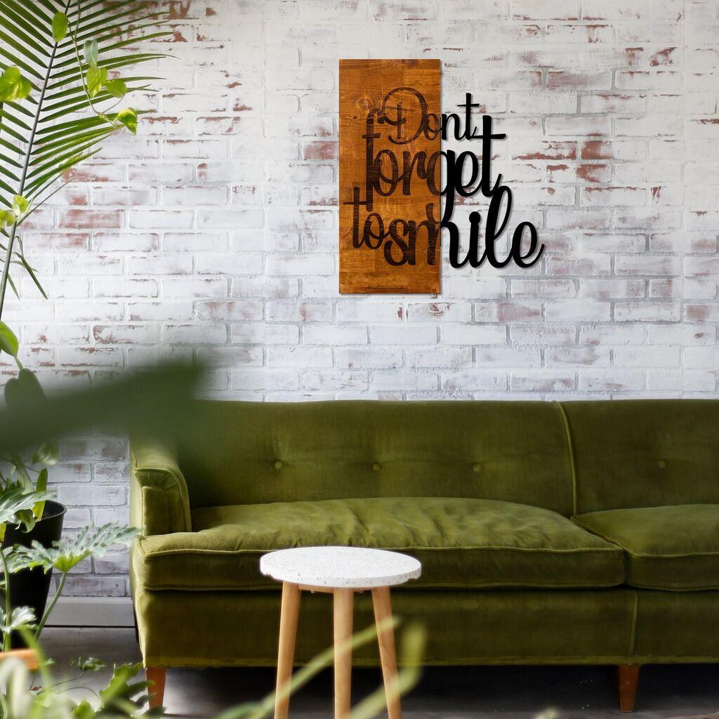 Wallity декорација за dzид „Не заборавај да се насмевнеш", 47x58 см, црна