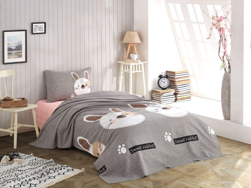 Комплет L'essentiel Maison Прекривка за кревет единечна Tavsancik, 160x235cm, сива