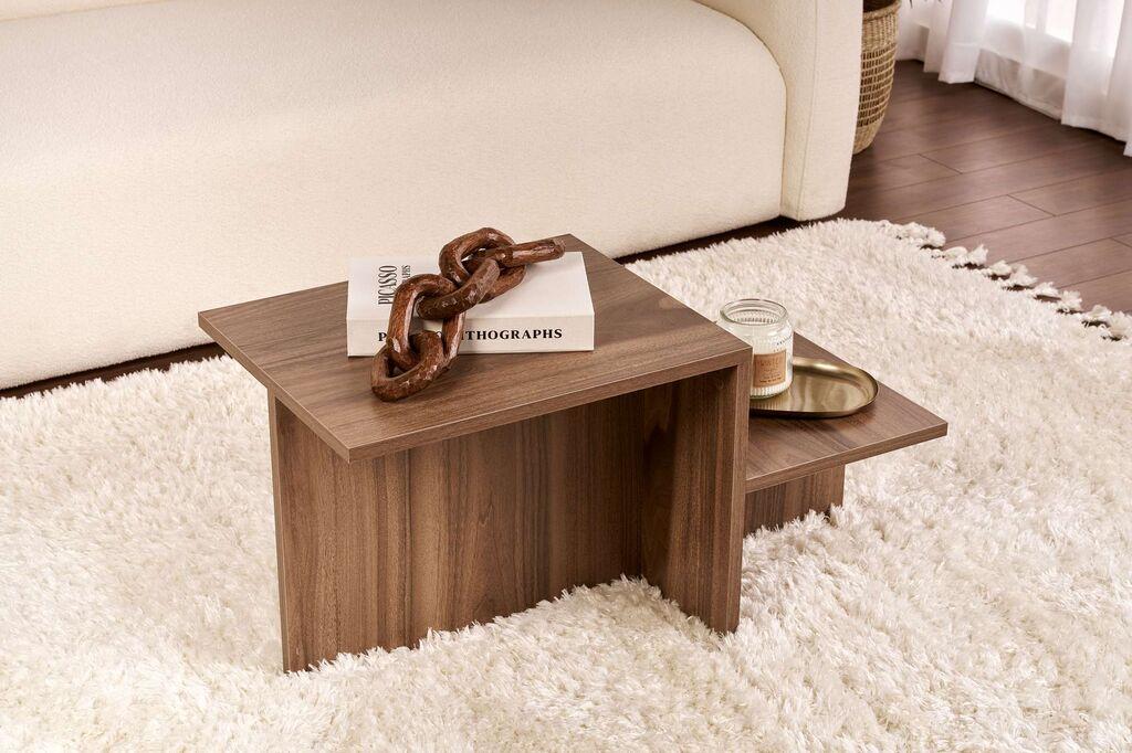 Маса Hanah Home Club Harmony, 80x40x40 см, кафеава