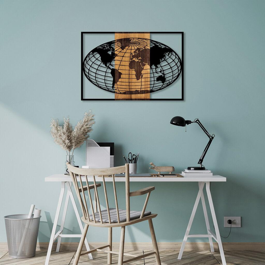 Wallity dzидна декорација Светска мапа - 326, 87x3x58 см, црна