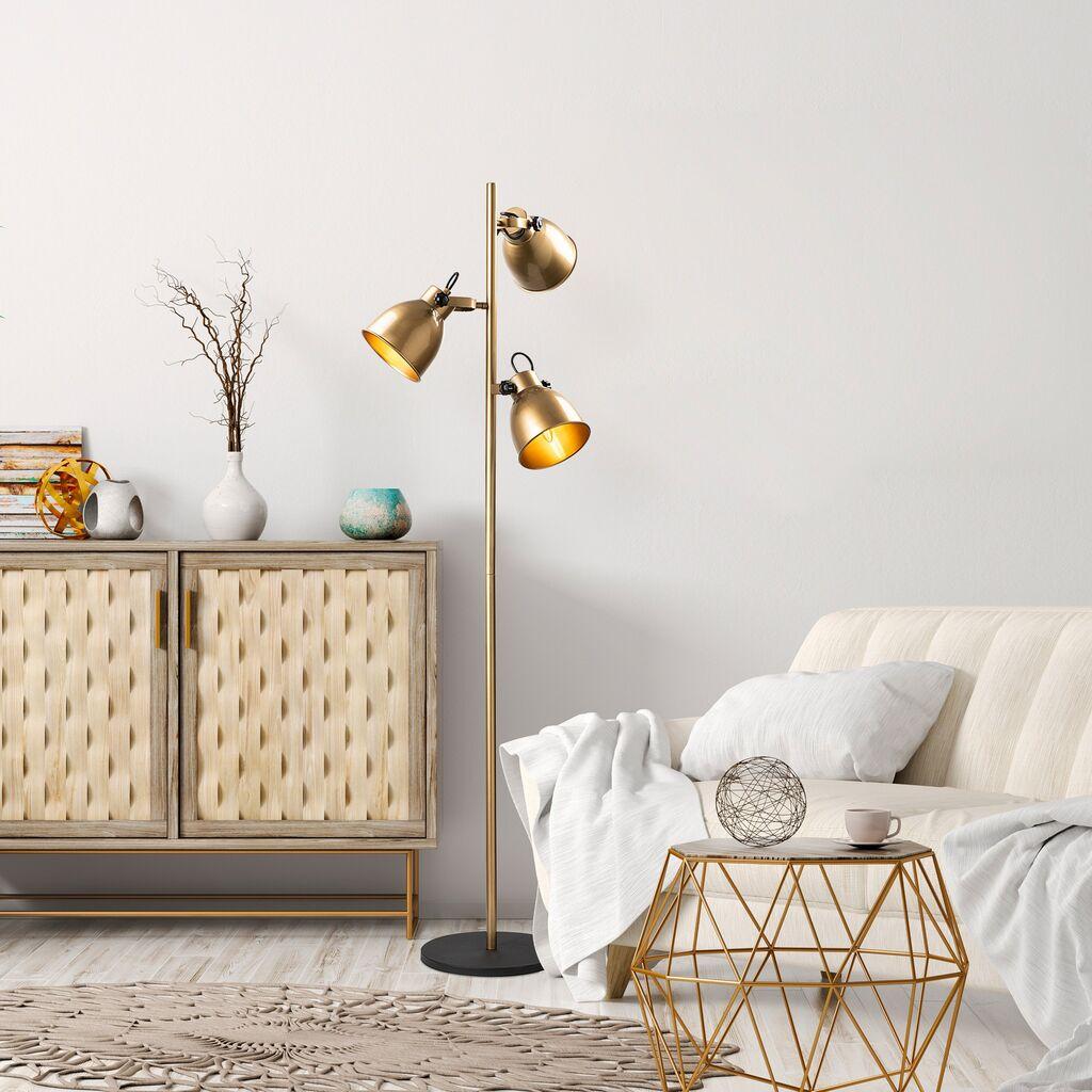 Подна ламба Opviq 13786, 37 x 37 x 162 cm, 3 x E14, 250 cm кабел, златни бои