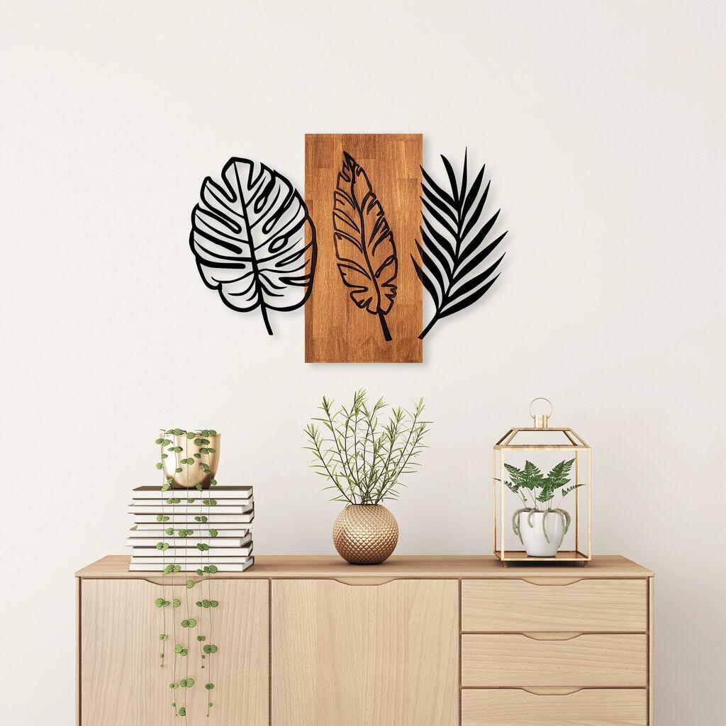 Wallity декорација за dzид Тројни лисја - 384, 58x80 см, црна