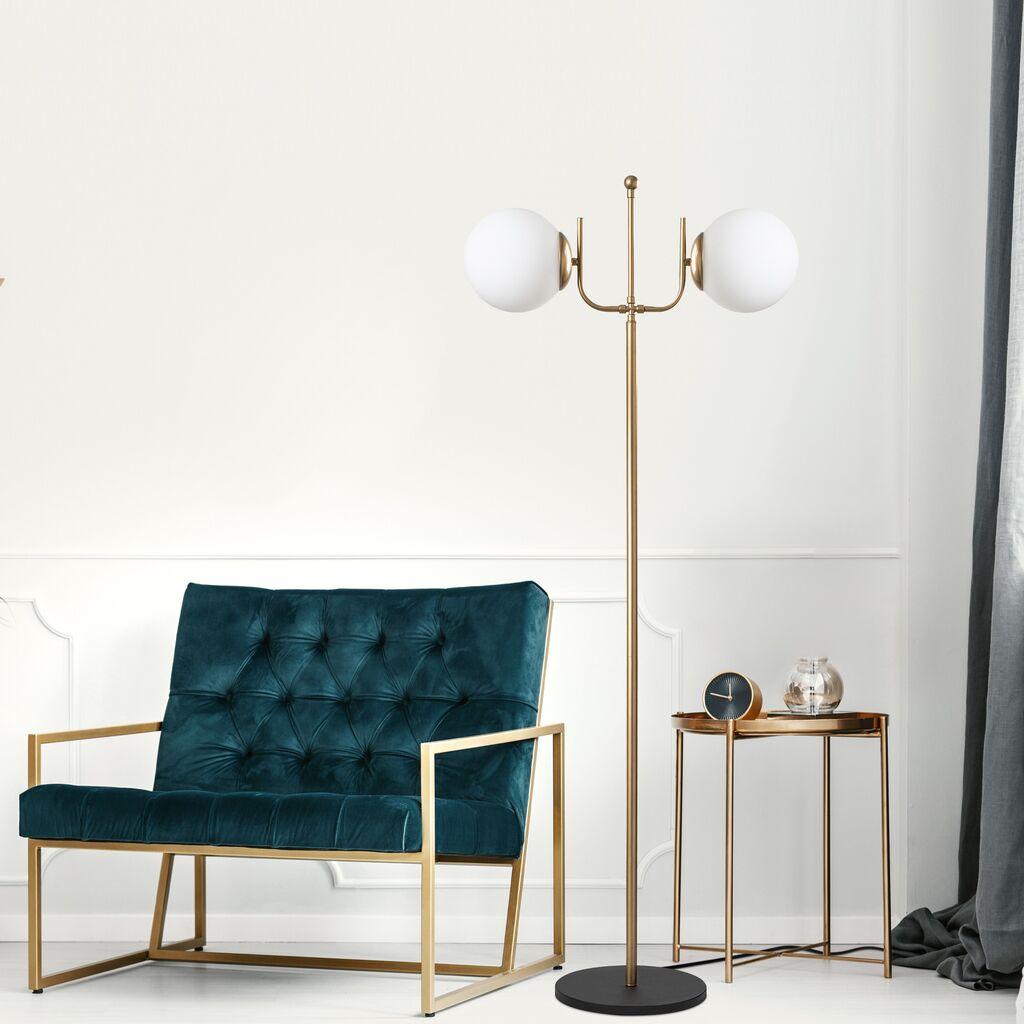 Подна ламба Opviq Antler 13765, 62 x 30 x 162 cm, 2 x E27, 250 cm кабел,, црна