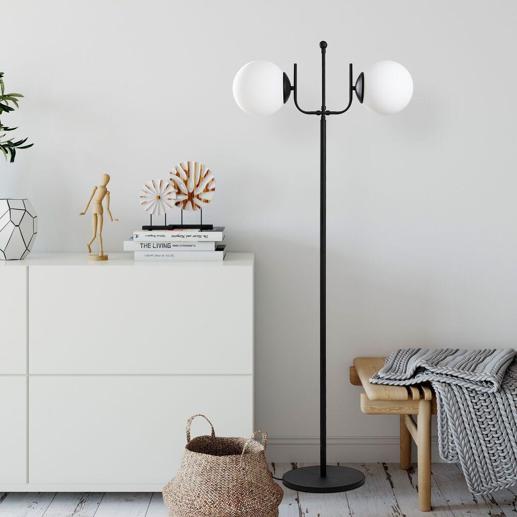 Подна ламба Opviq Antler 13765, 62 x 30 x 162 cm, 2 x E27, 250 cm кабел,, црна