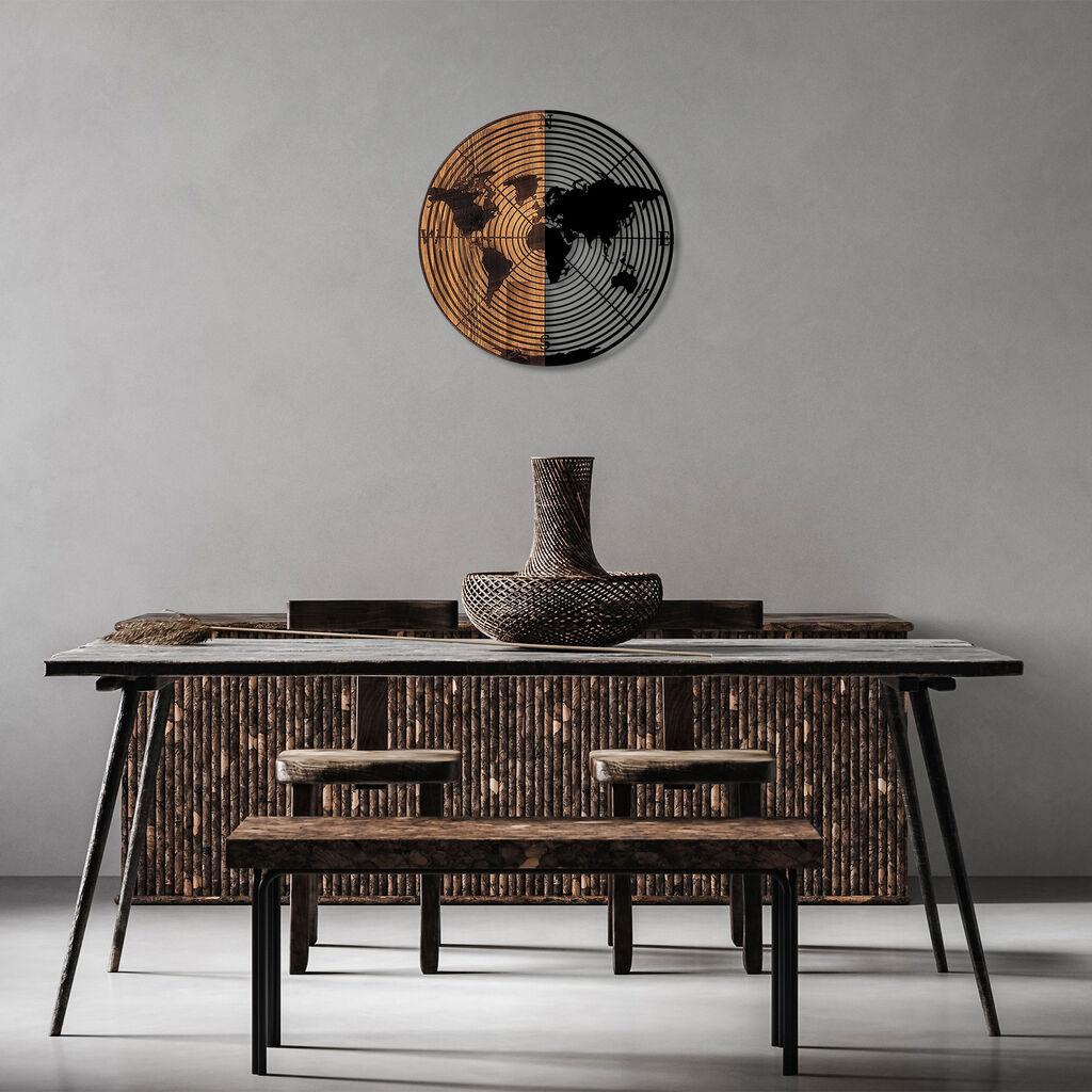 Wallity декорација за dzид - светска мапа - 321, 56 см, црна