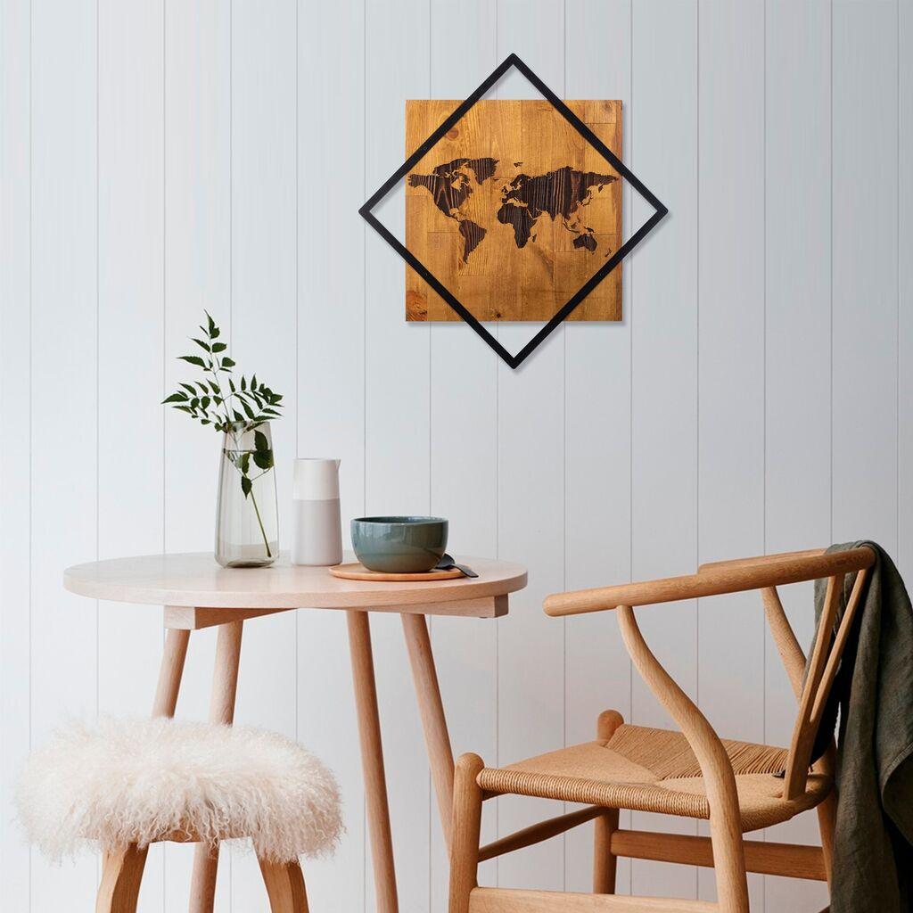 Wallity dzидна декорација World 2, 54x54 см, кафеава боја