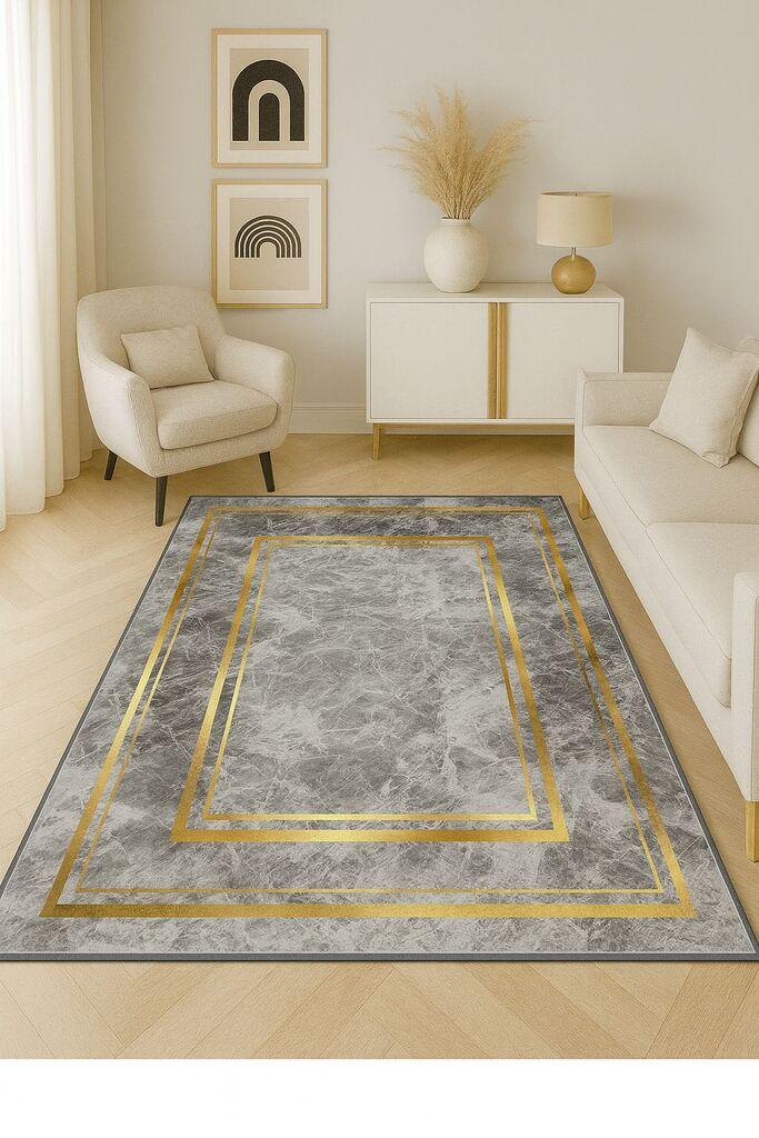 Conceptum Hypnose тепих HM-CRP25-37, правоаголен, 100x140 cm, сиво-златна боја